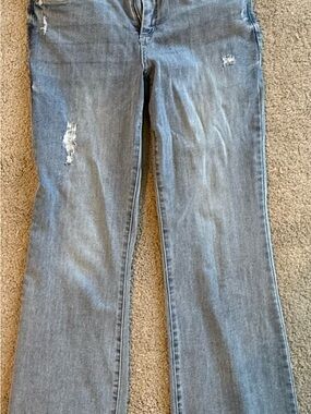 Democracy Light Blue Flare Jeans with Distressed Detail